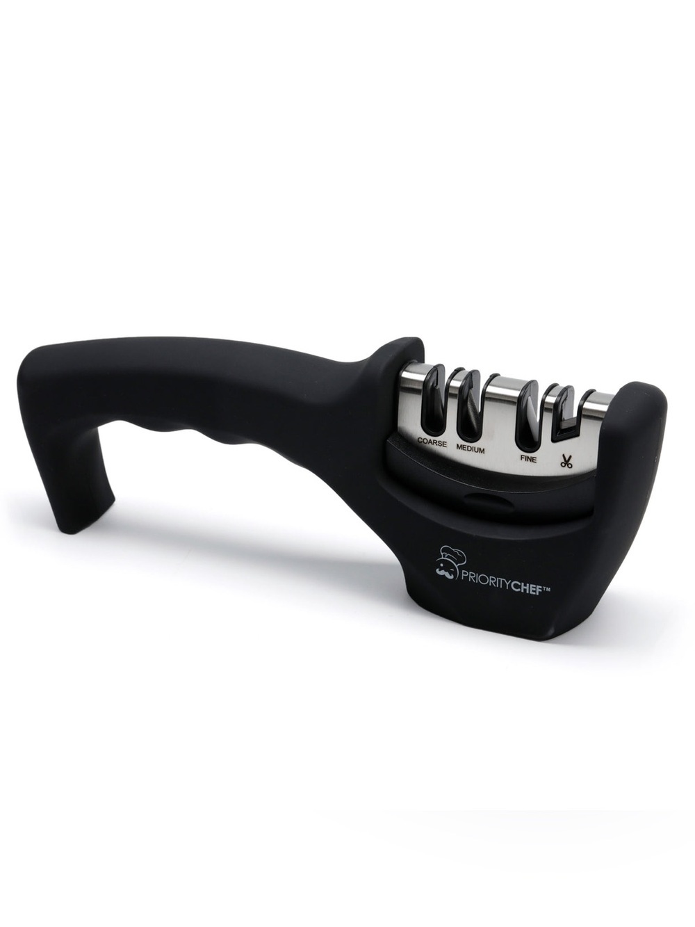 PriorityChef | Kitchen Knife and Scissors Sharpener with Glove | Black